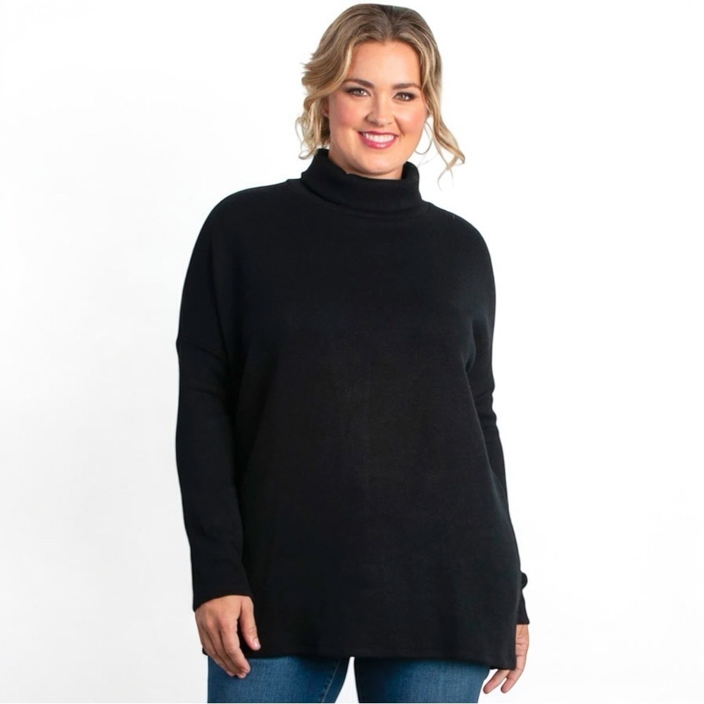 NWT Kiyonna Paris Black Turtleneck Tunic Sweater - Size 4XL
